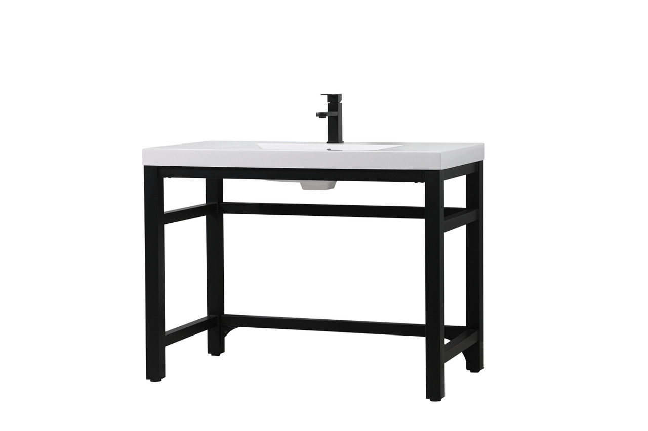Elegant Kitchen and Bath VF14542BK 42 inch ADA compliant Single bathroom metal vanity in black