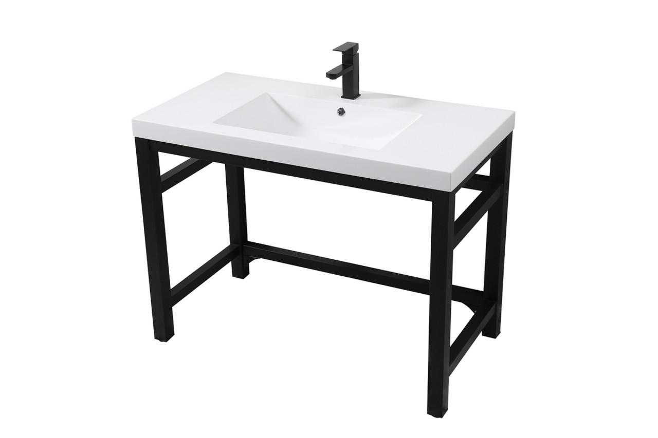 Elegant Kitchen and Bath VF14542BK 42 inch ADA compliant Single bathroom metal vanity in black