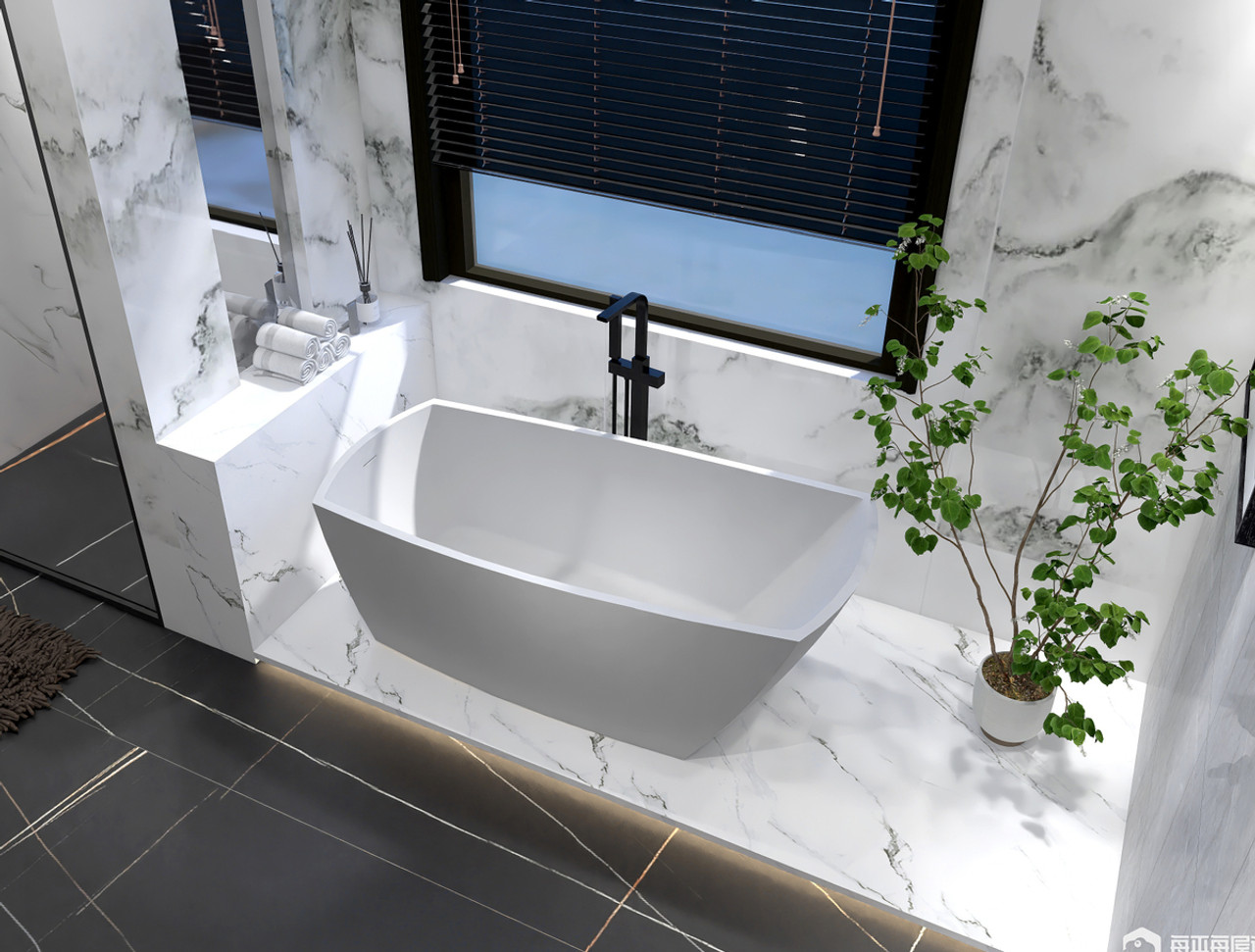 Elegant Kitchen and Bath BT21267GW 67 inch soaking single slipper rectangular bathtub in glossy white
