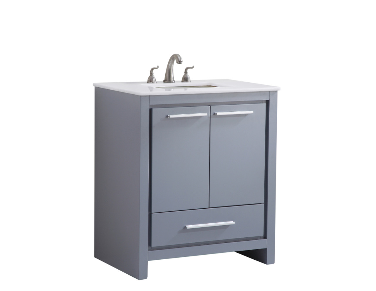 Elegant Kitchen and Bath VF-1028-VW 30 inch Single Bathroom vanity in Grey with ivory white engineered marble