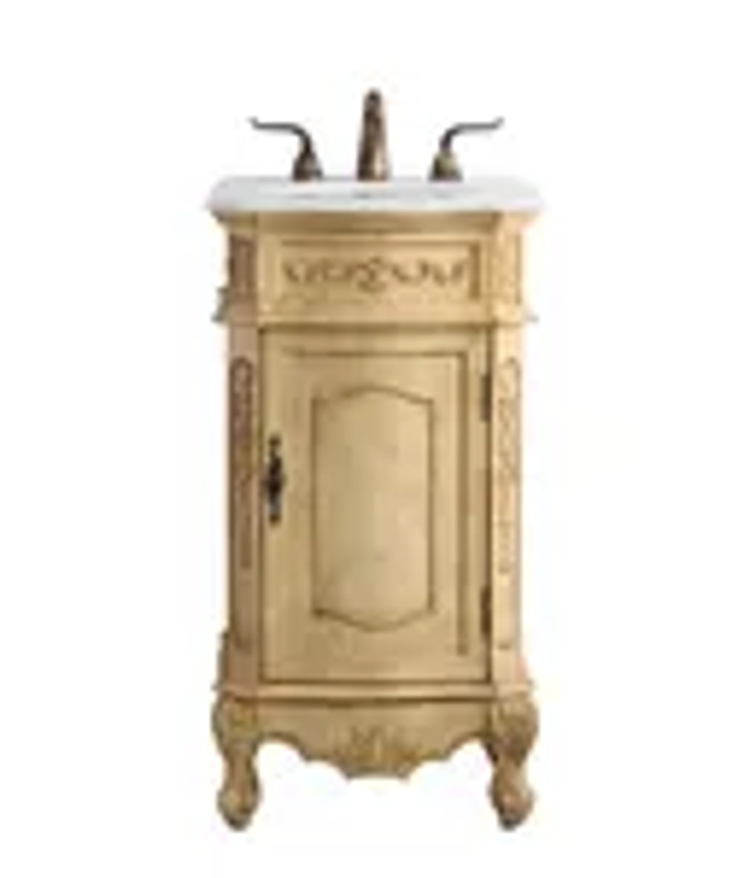 Elegant Kitchen and Bath VF10119AB-VW 24 inch Single Bathroom vanity in Antique Beige with ivory white engineered marble