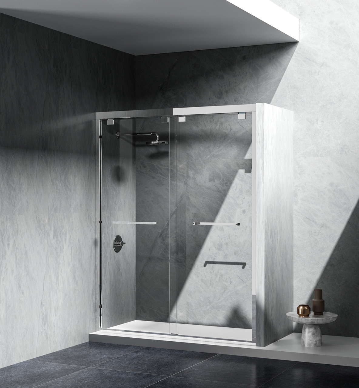 Elegant Kitchen and Bath SD303-6076PCH Semi-frameless shower door 60 x 76 Polished Chrome