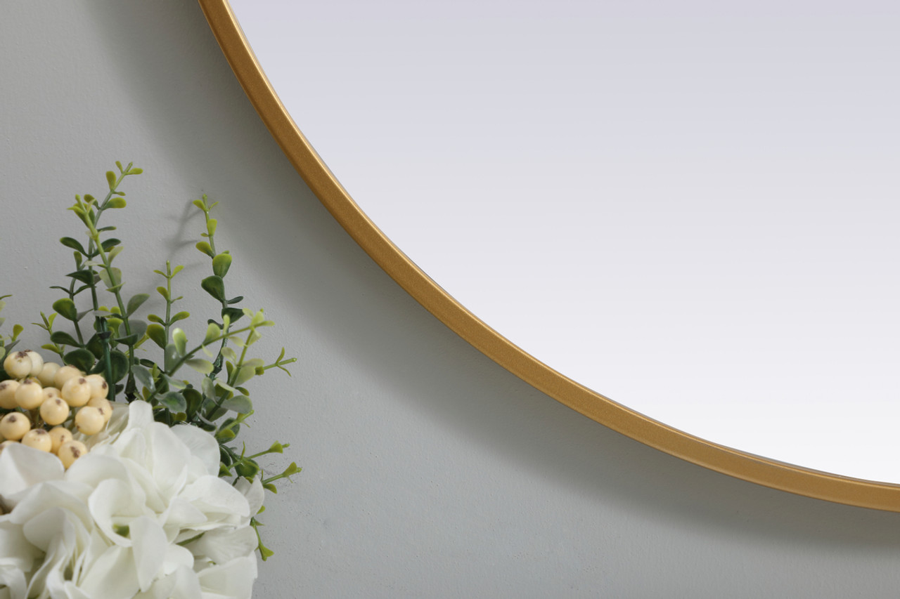 Elegant Decor MR2A2736BRS Metal Frame Oval Mirror 27x36 Inch in Brass