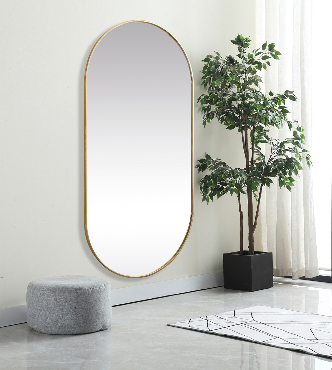 Elegant Decor MR2A3672BRS Metal Frame Oval Mirror 36x72 Inch in Brass Elegant Decor MR2A3672BRS Metal Frame Oval Mirror 36x72 Inch in Brass