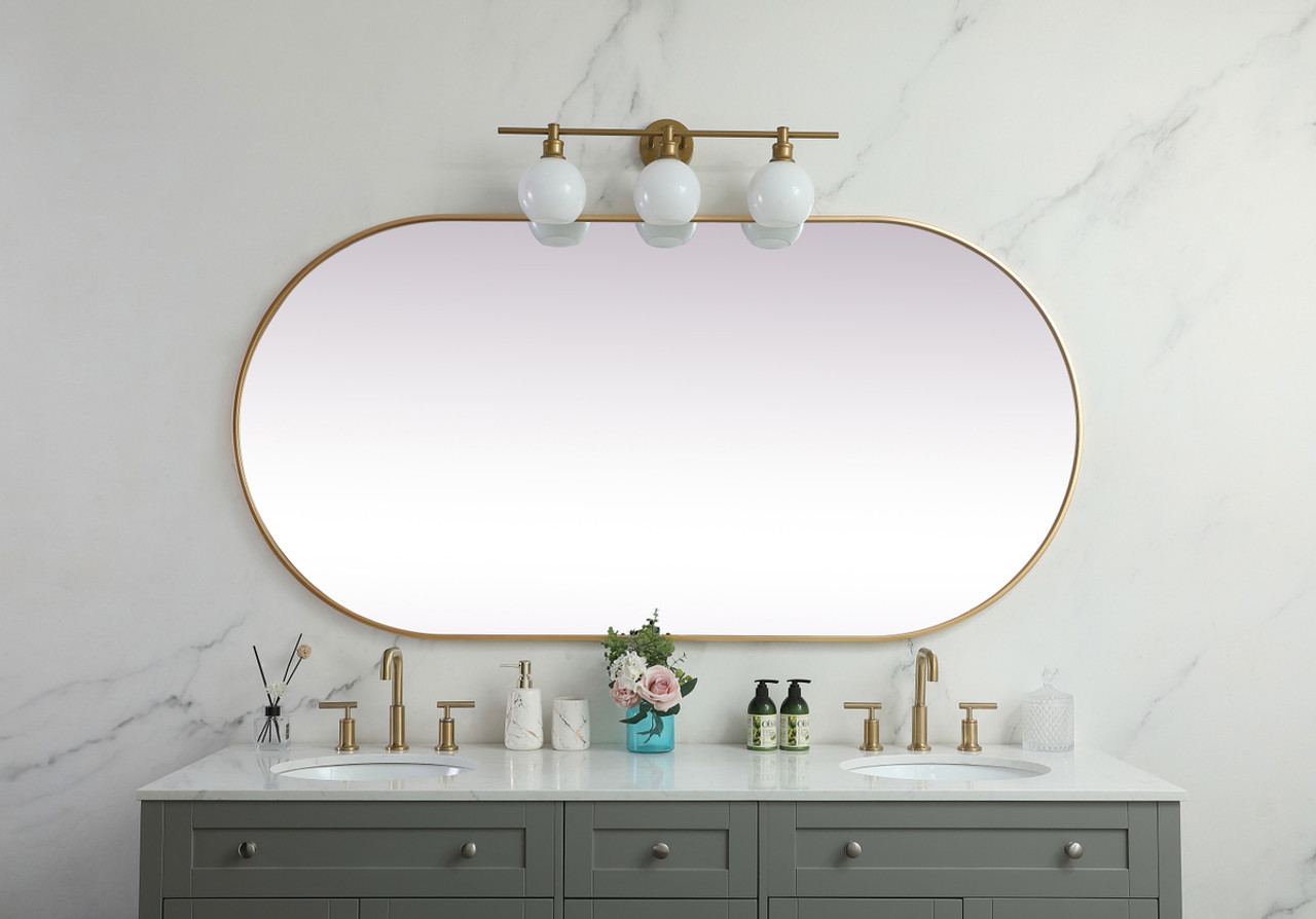 Elegant Decor MR2A3672BRS Metal Frame Oval Mirror 36x72 Inch in Brass