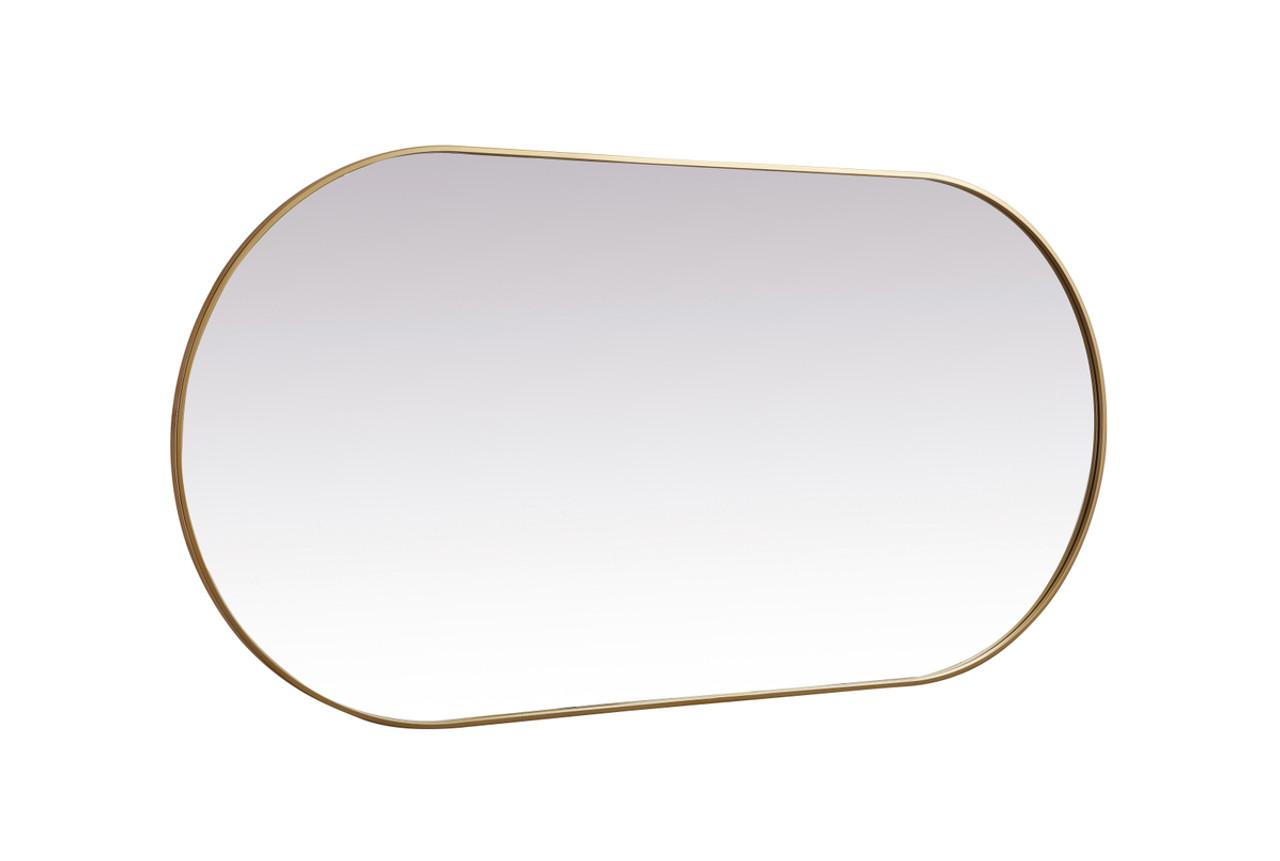 Elegant Decor MR2A3672BRS Metal Frame Oval Mirror 36x72 Inch in Brass