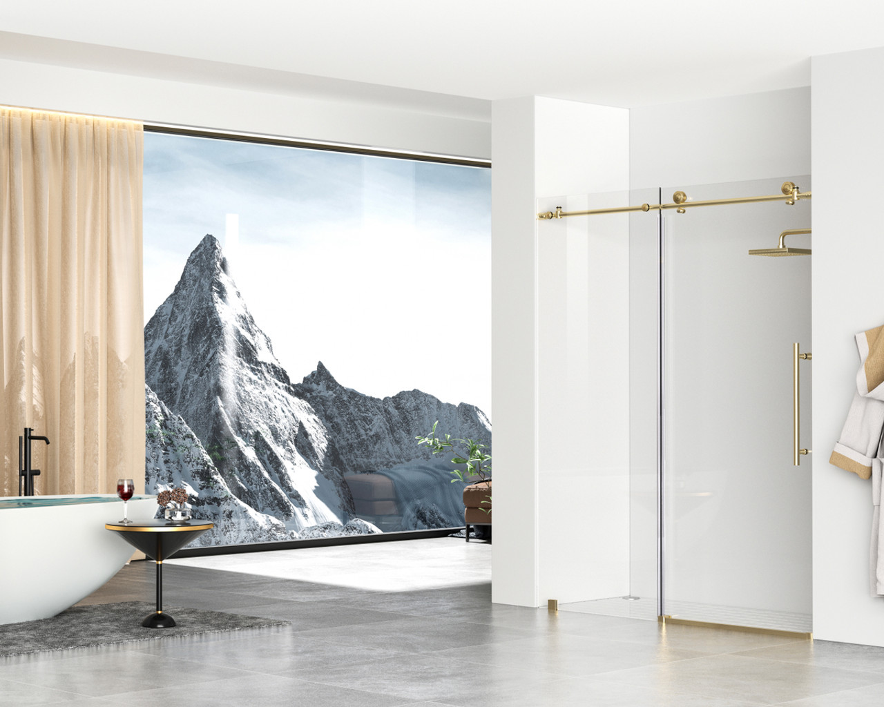 Elegant Kitchen and Bath SD101-6076BGD Frameless shower door 60 x 76 Brushed Gold