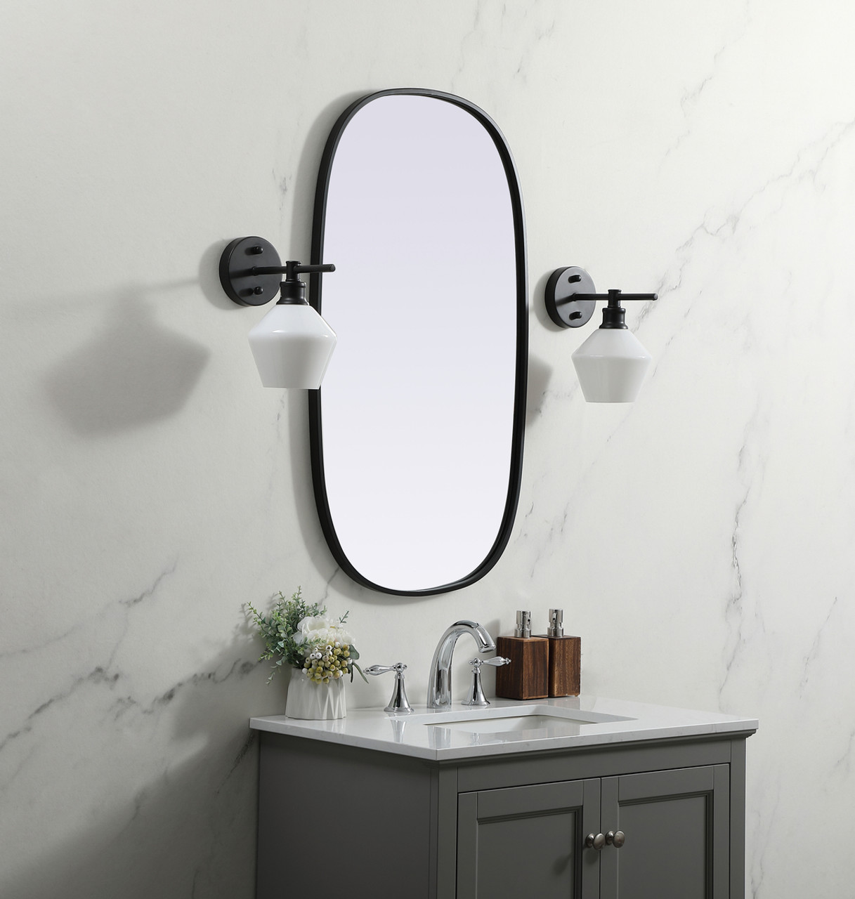 Elegant Decor MR2B2036BLK Metal Frame Oval Mirror 20x36 Inch in Black Elegant Decor MR2B2036BLK Metal Frame Oval Mirror 20x36 Inch in Black