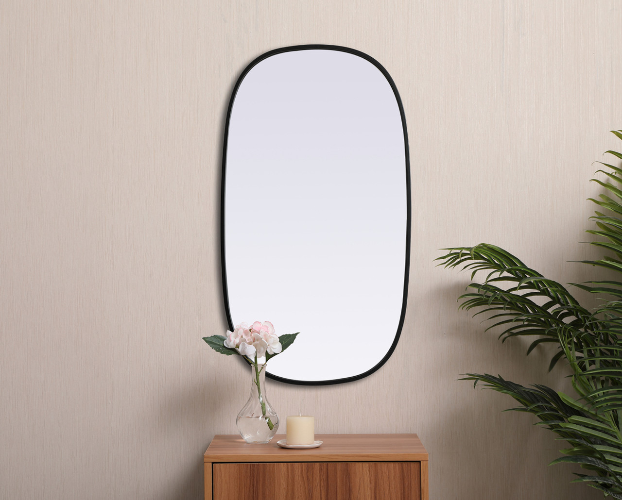 Elegant Decor MR2B2036BLK Metal Frame Oval Mirror 20x36 Inch in Black Elegant Decor MR2B2036BLK Metal Frame Oval Mirror 20x36 Inch in Black