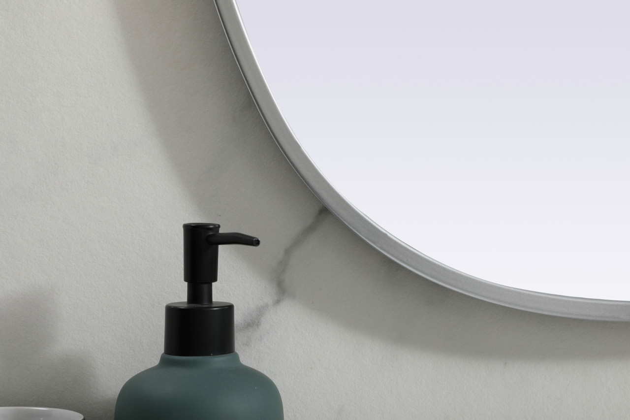 Elegant Decor MR2B2030SIL Metal Frame Oval Mirror 20x30 Inch in Silver