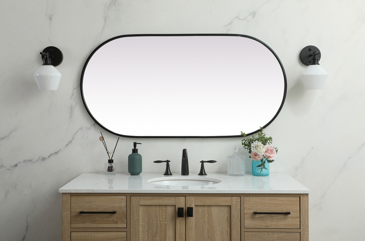 Elegant Decor MR2A2448BLK Metal Frame Oval Mirror 24x48 Inch in Black Elegant Decor MR2A2448BLK Metal Frame Oval Mirror 24x48 Inch in Black