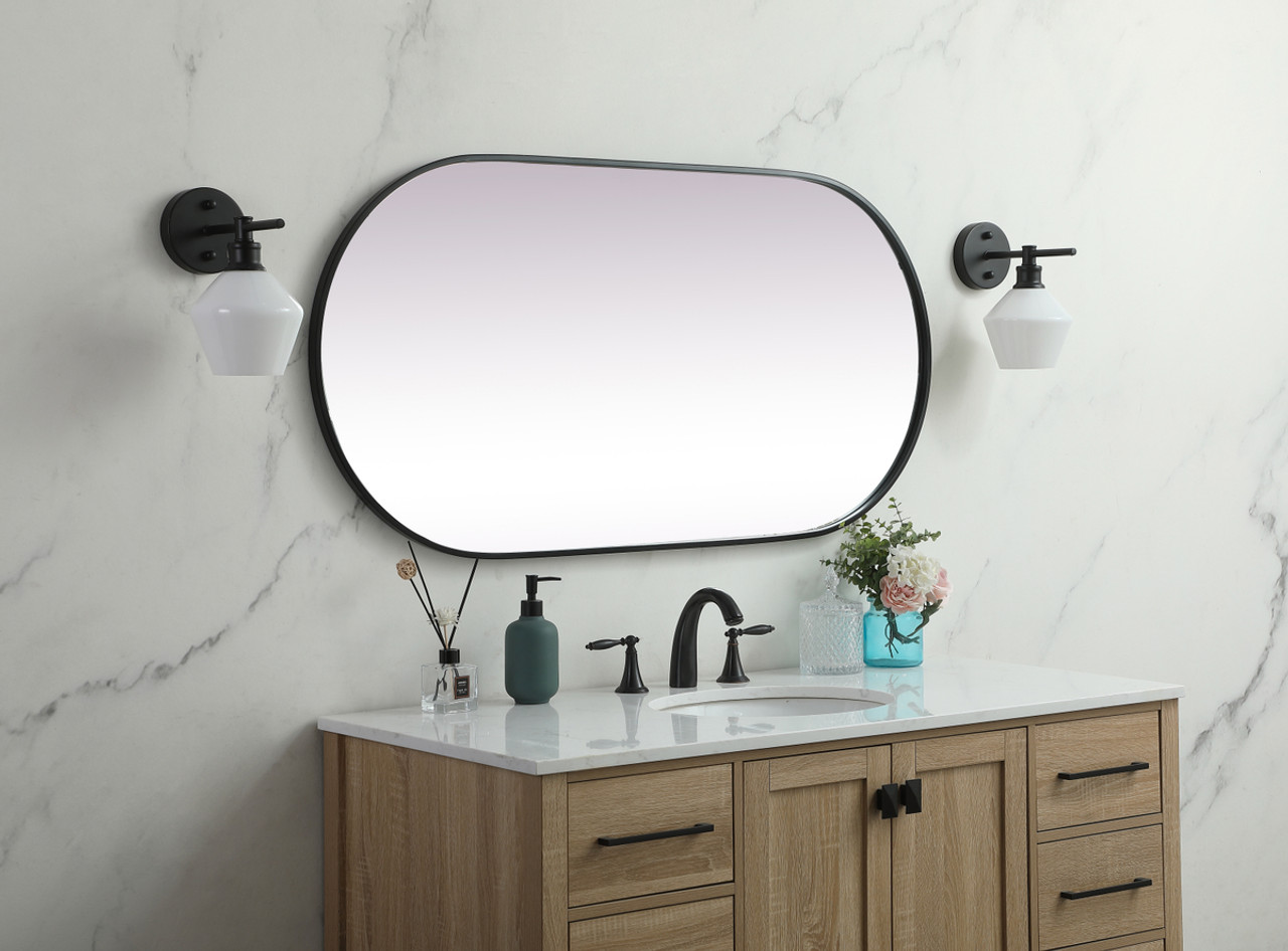 Elegant Decor MR2A2448BLK Metal Frame Oval Mirror 24x48 Inch in Black Elegant Decor MR2A2448BLK Metal Frame Oval Mirror 24x48 Inch in Black