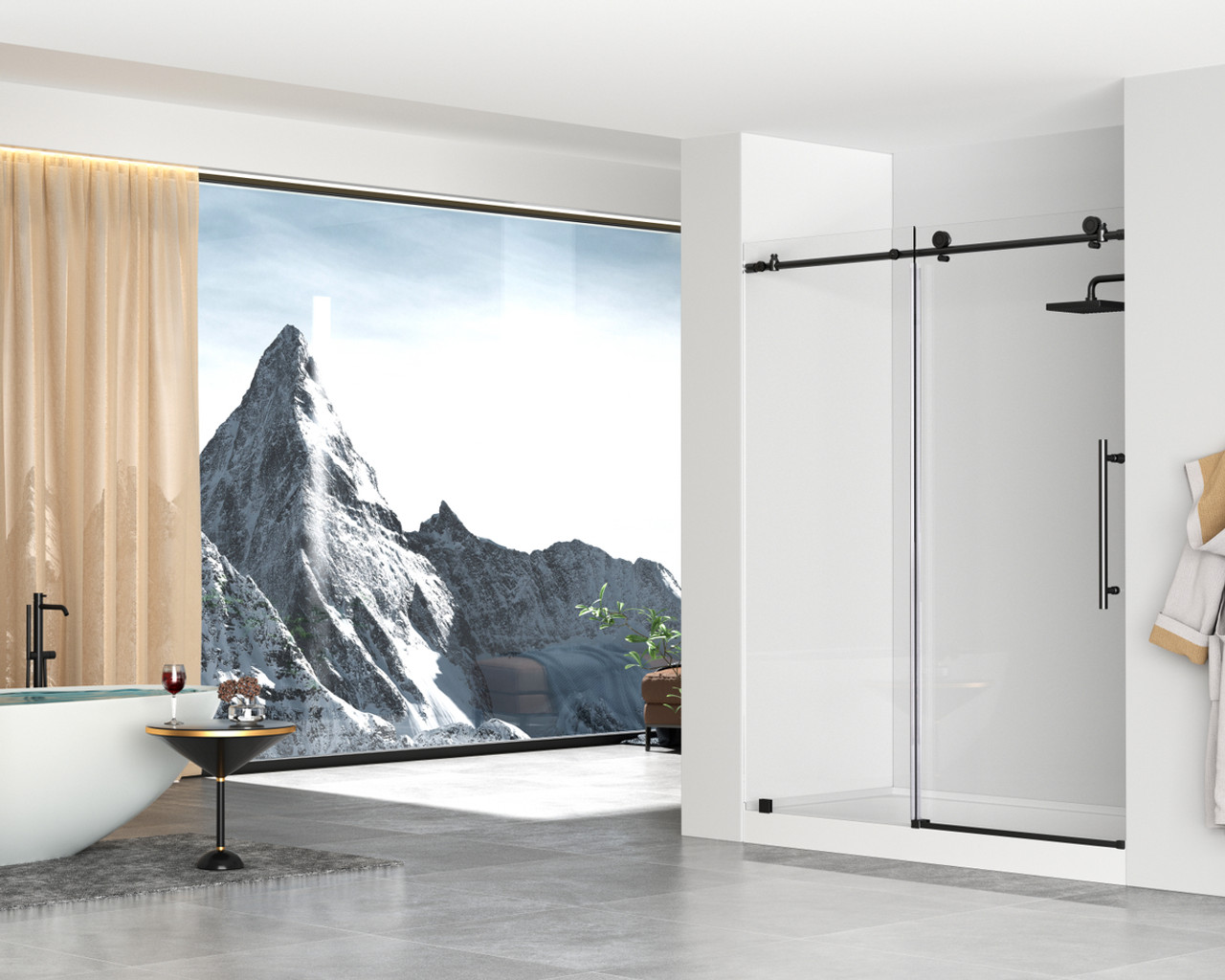 Elegant Kitchen and Bath STY01-R6032 60x32 inch Single threshold shower tray right drain in glossy white