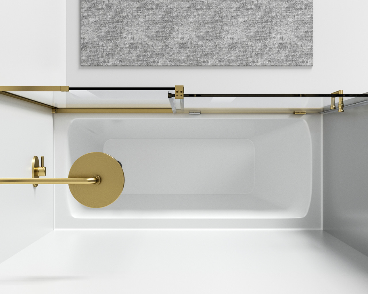 Elegant Kitchen and Bath TD444-6060BGD Frameless tub door 60 x 60 Brushed Gold