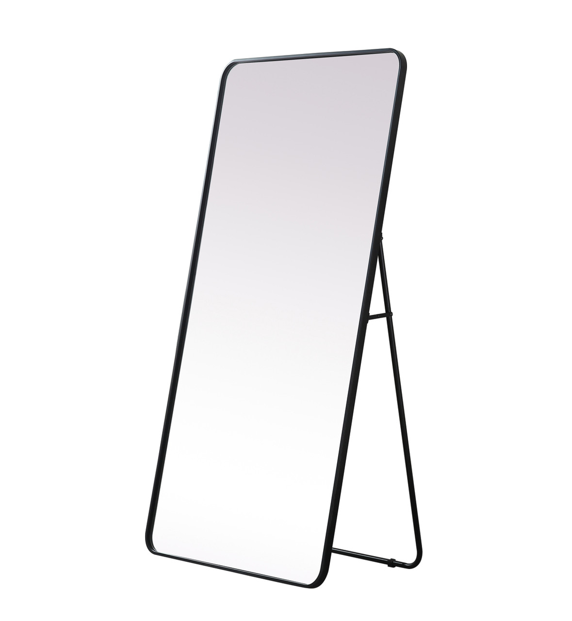 Elegant Decor MR80FL3060BK Soft Corner Metal Rectangle Full Length Mirror 30x60 Inch in Black