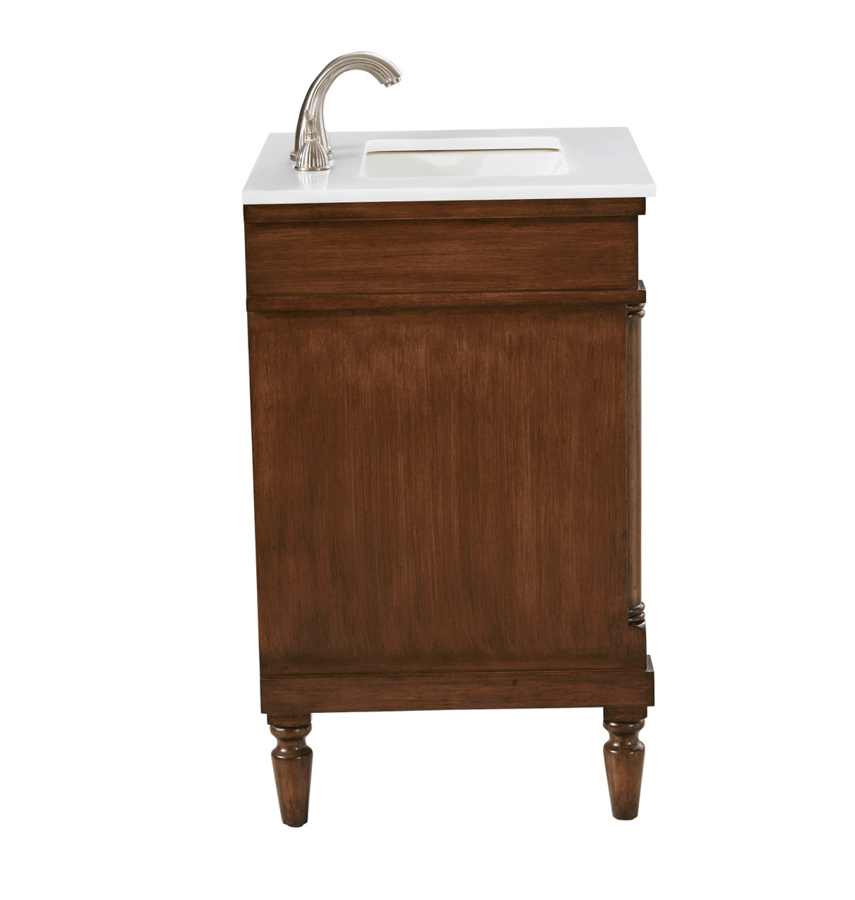 Elegant Kitchen and Bath VF13024WT-VW 24 inch Single Bathroom vanity in Walnut with ivory white engineered marble