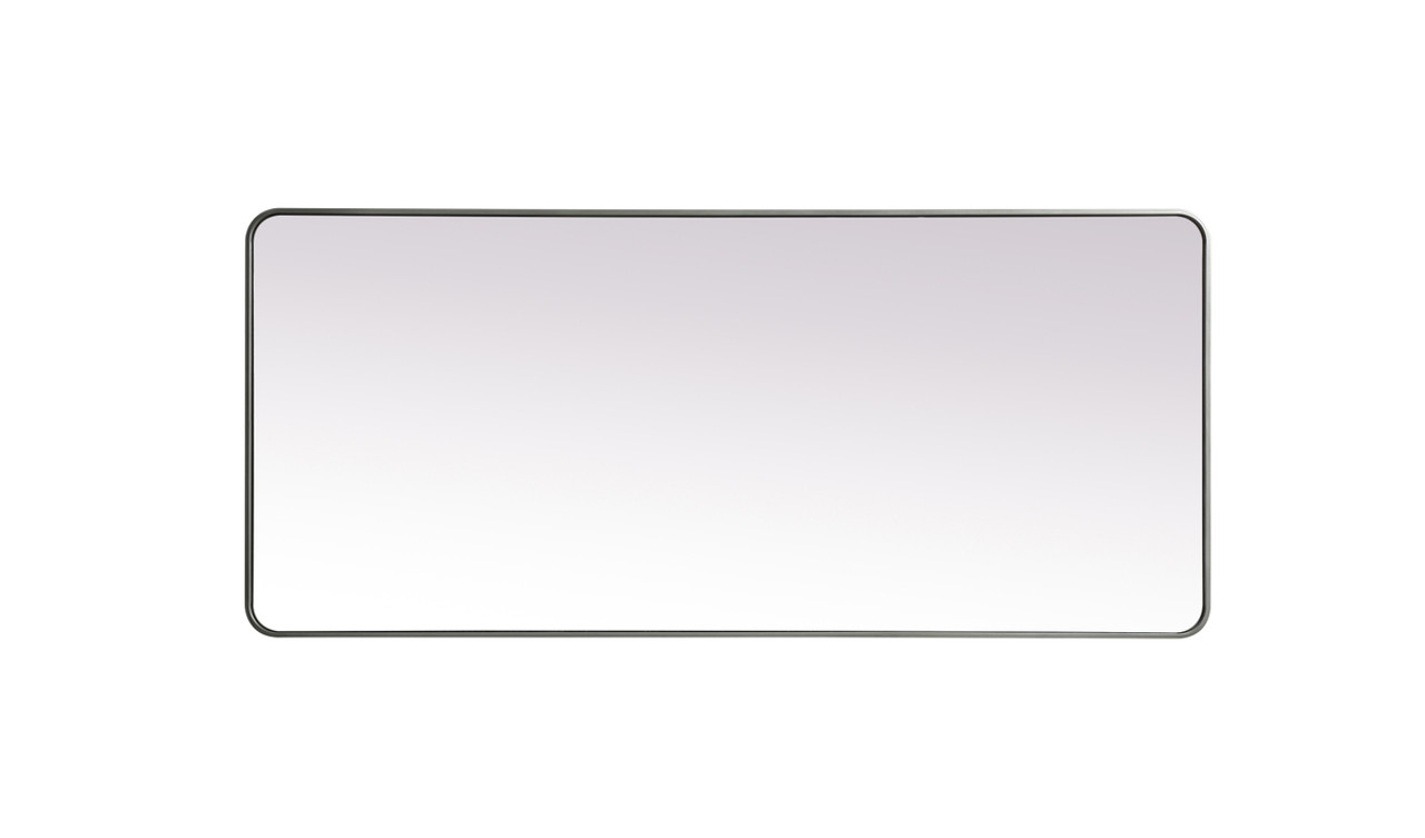 Elegant Decor MR803272S Soft Corner Metal Rectangle Mirror 32x72 Inch in Silver