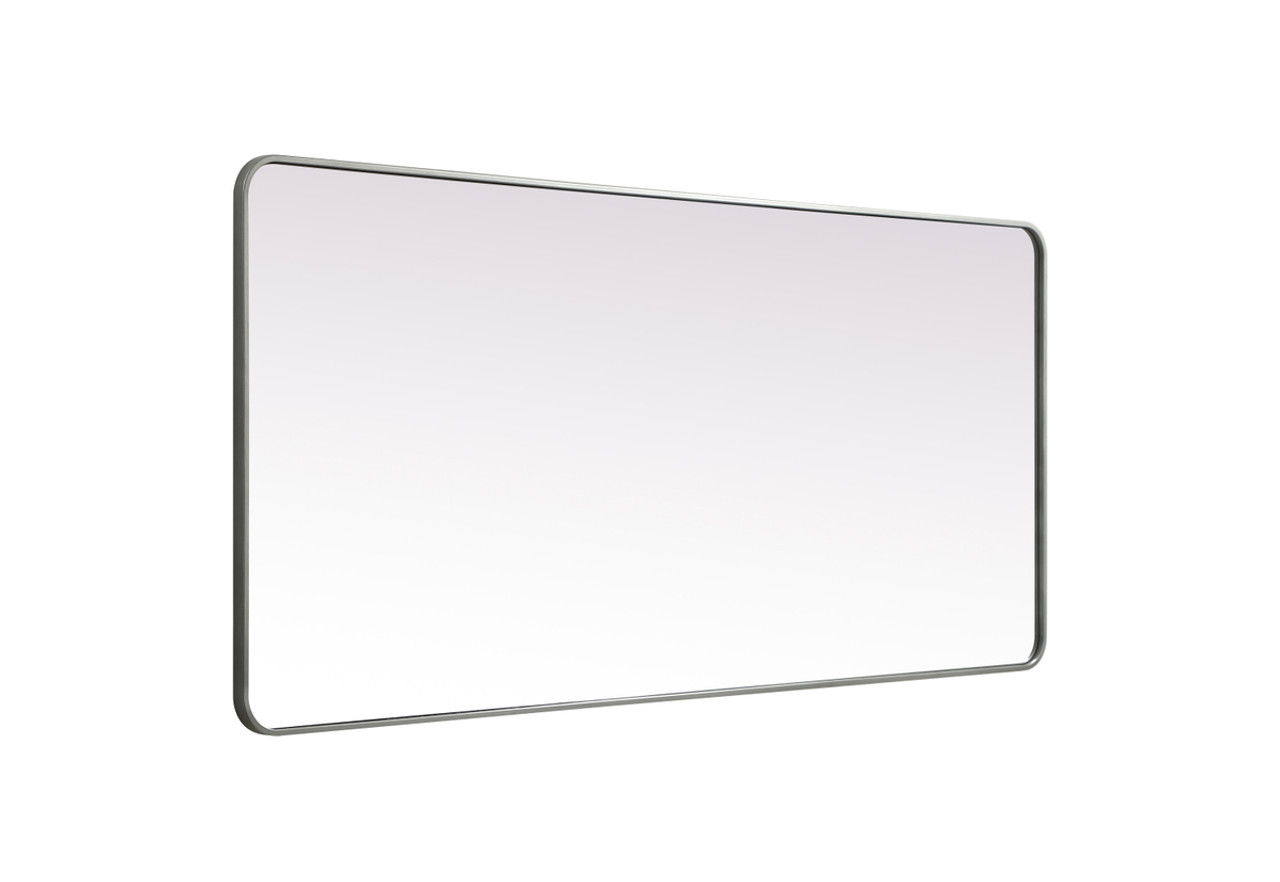 Elegant Decor MR803272S Soft Corner Metal Rectangle Mirror 32x72 Inch in Silver