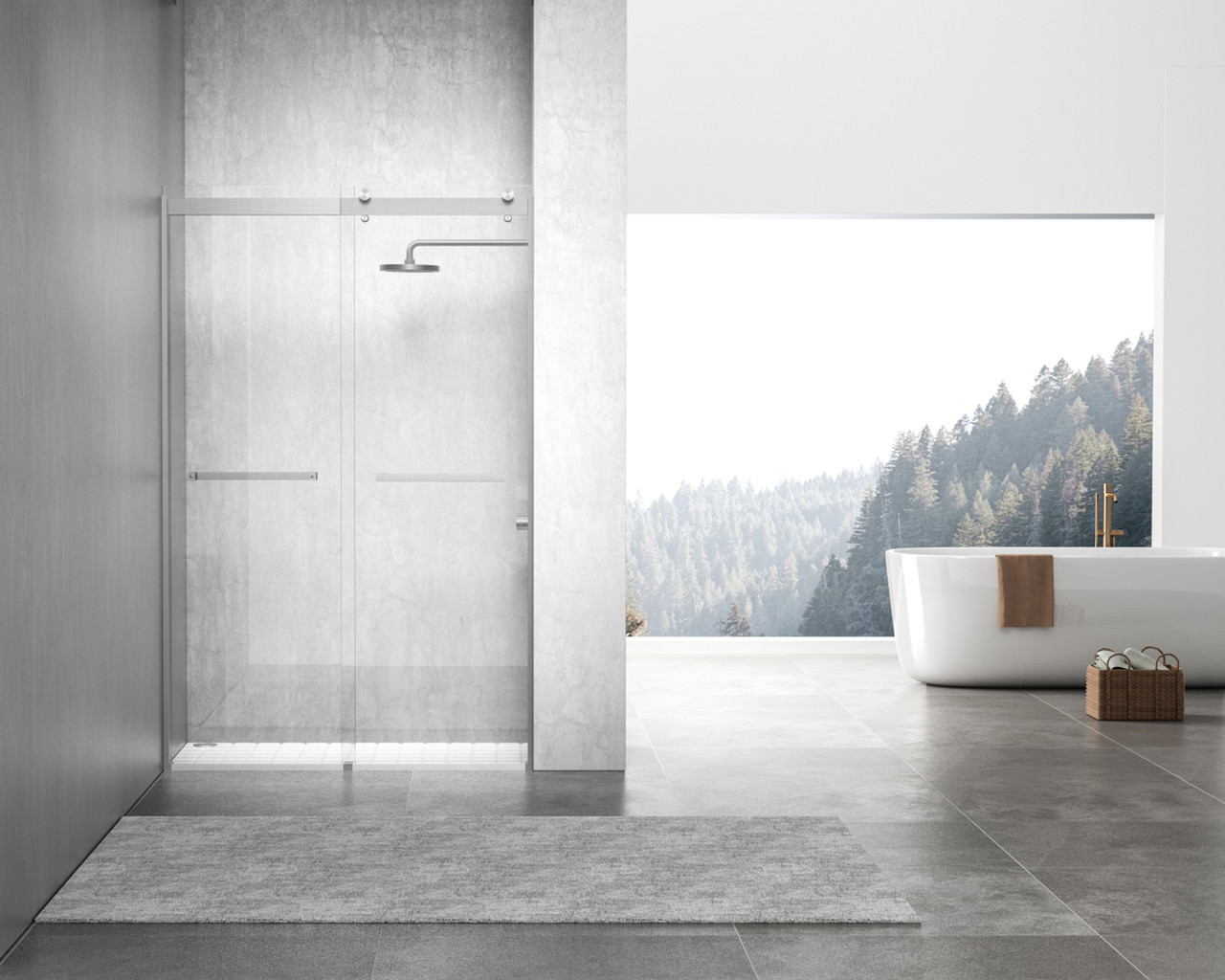 Elegant Kitchen and Bath SD202-4876BNK Frameless shower door 48 x 76 Brushed Nickel