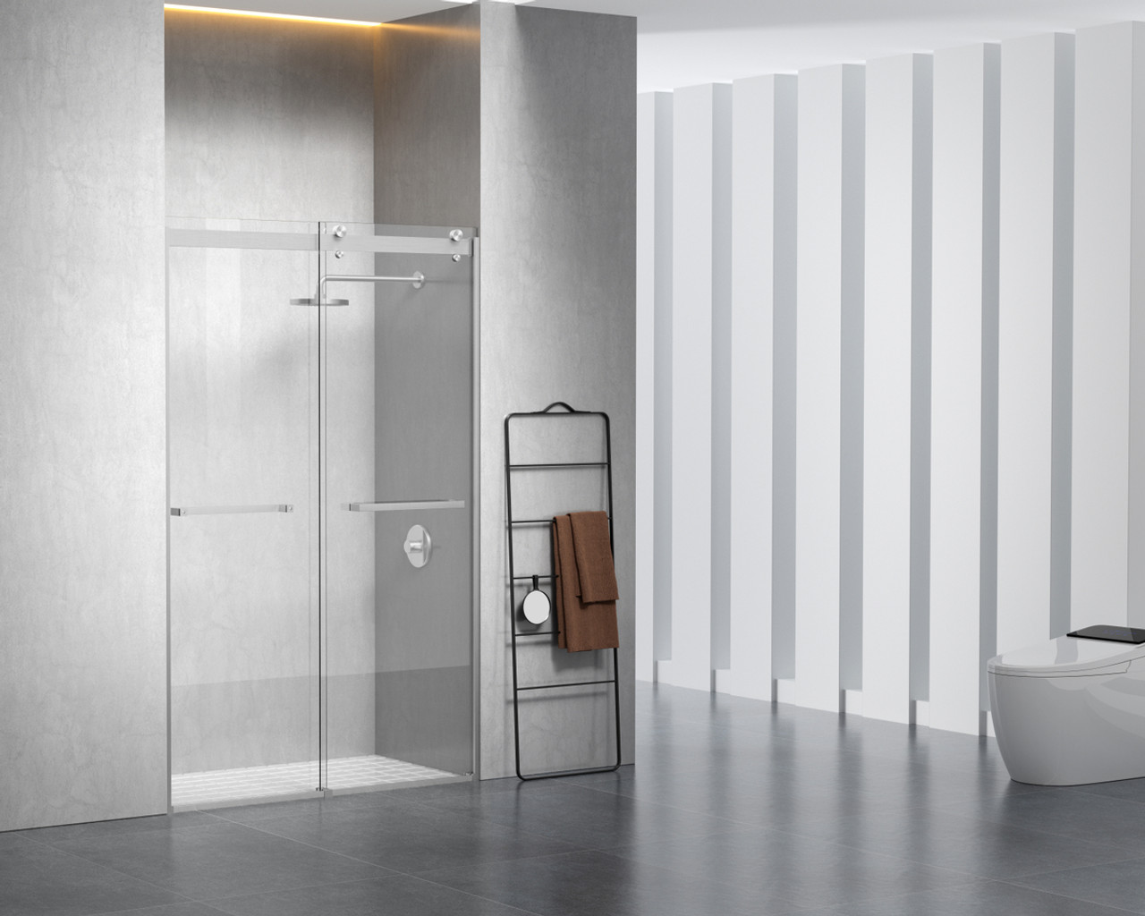 Elegant Kitchen and Bath SD202-4876BNK Frameless shower door 48 x 76 Brushed Nickel