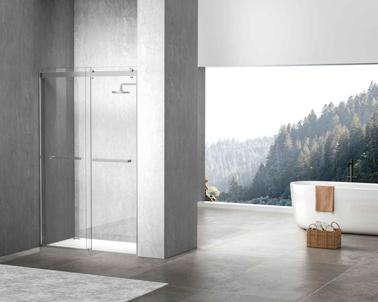 Elegant Kitchen and Bath SD202-4876BNK Frameless shower door 48 x 76 Brushed Nickel