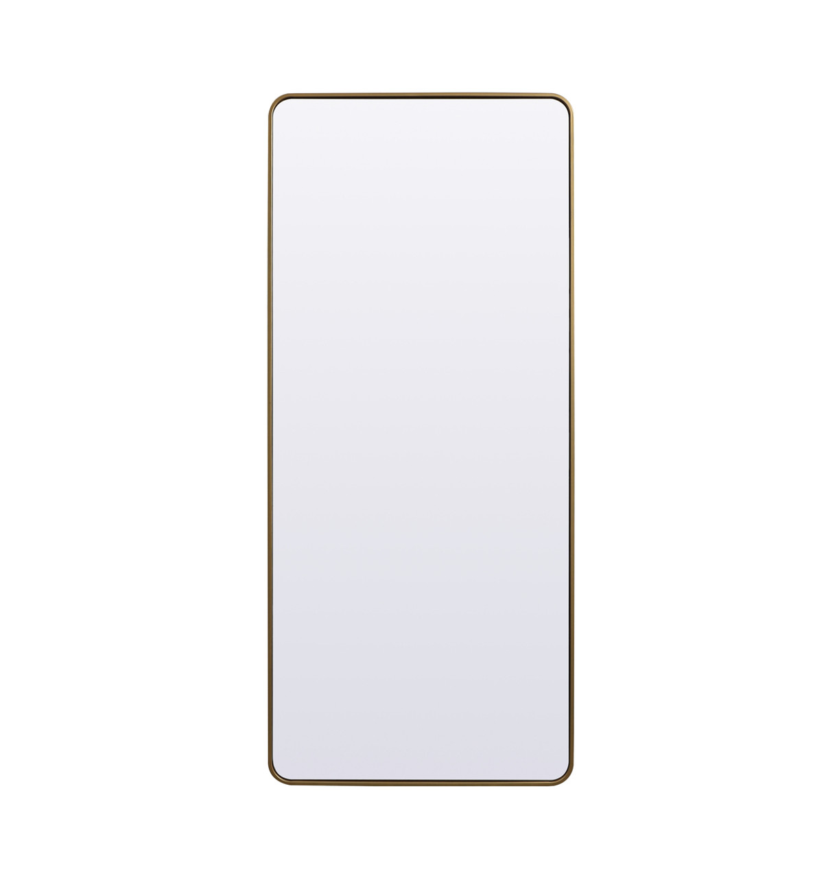 Elegant Decor MR803272BR Soft Corner Metal Rectangle Mirror 32x72 Inch in Brass