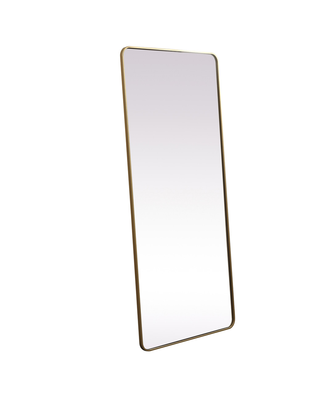 Elegant Decor MR803272BR Soft Corner Metal Rectangle Mirror 32x72 Inch in Brass