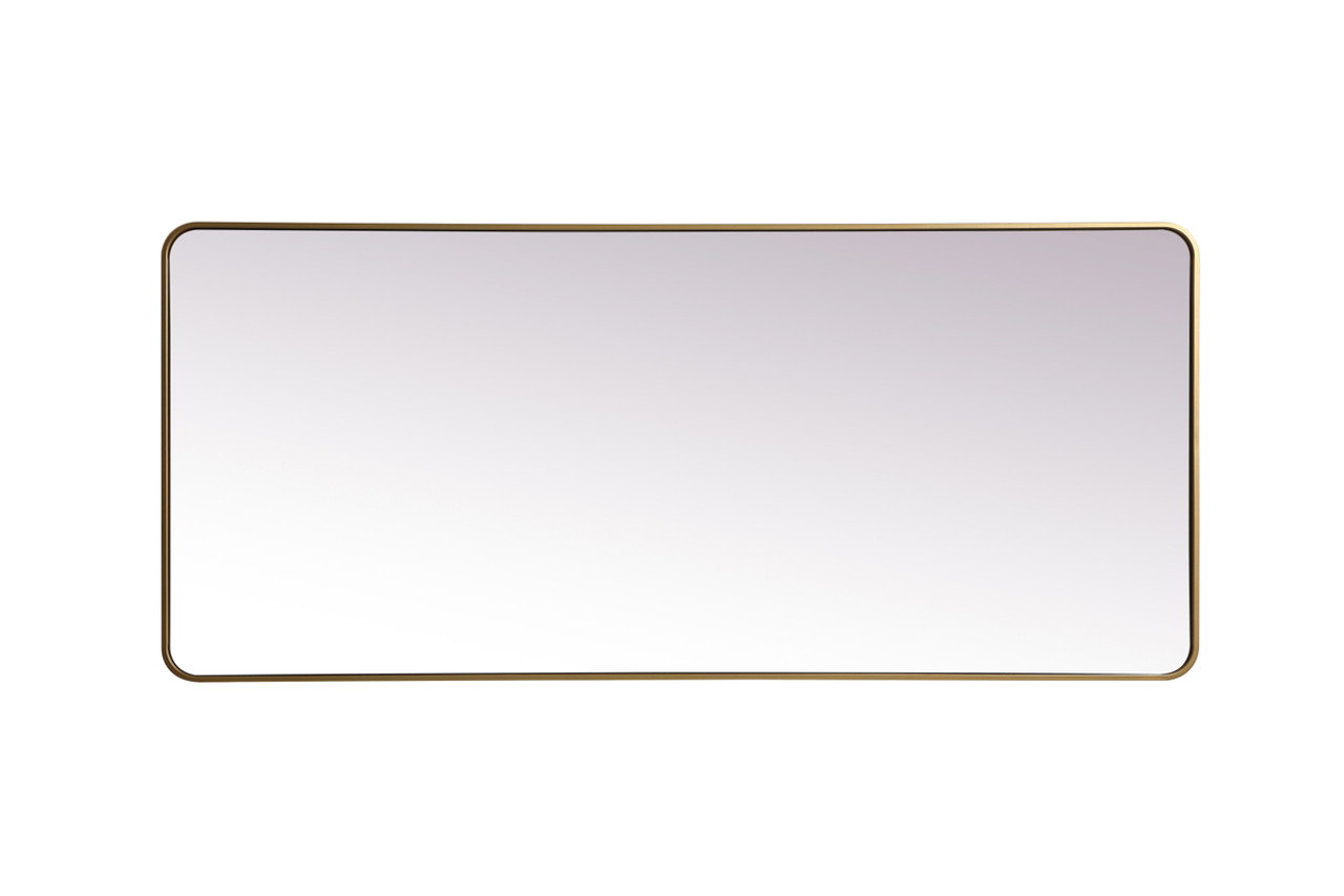 Elegant Decor MR803272BR Soft Corner Metal Rectangle Mirror 32x72 Inch in Brass