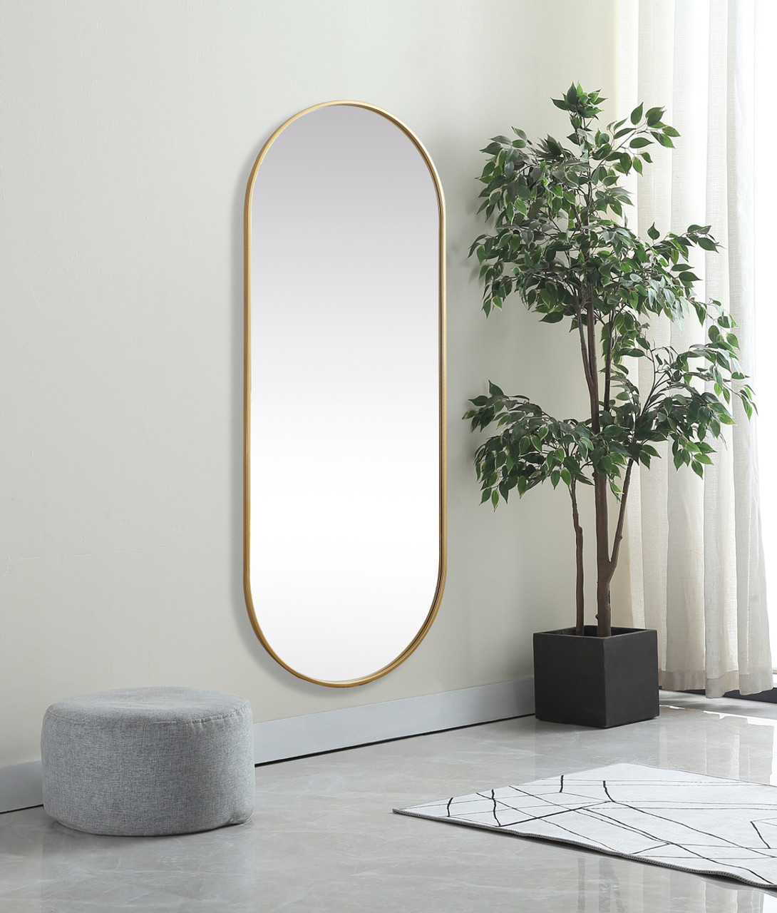 Elegant Decor MR2A2460BRS Metal Frame Oval Mirror 24x60 Inch in Brass Elegant Decor MR2A2460BRS Metal Frame Oval Mirror 24x60 Inch in Brass