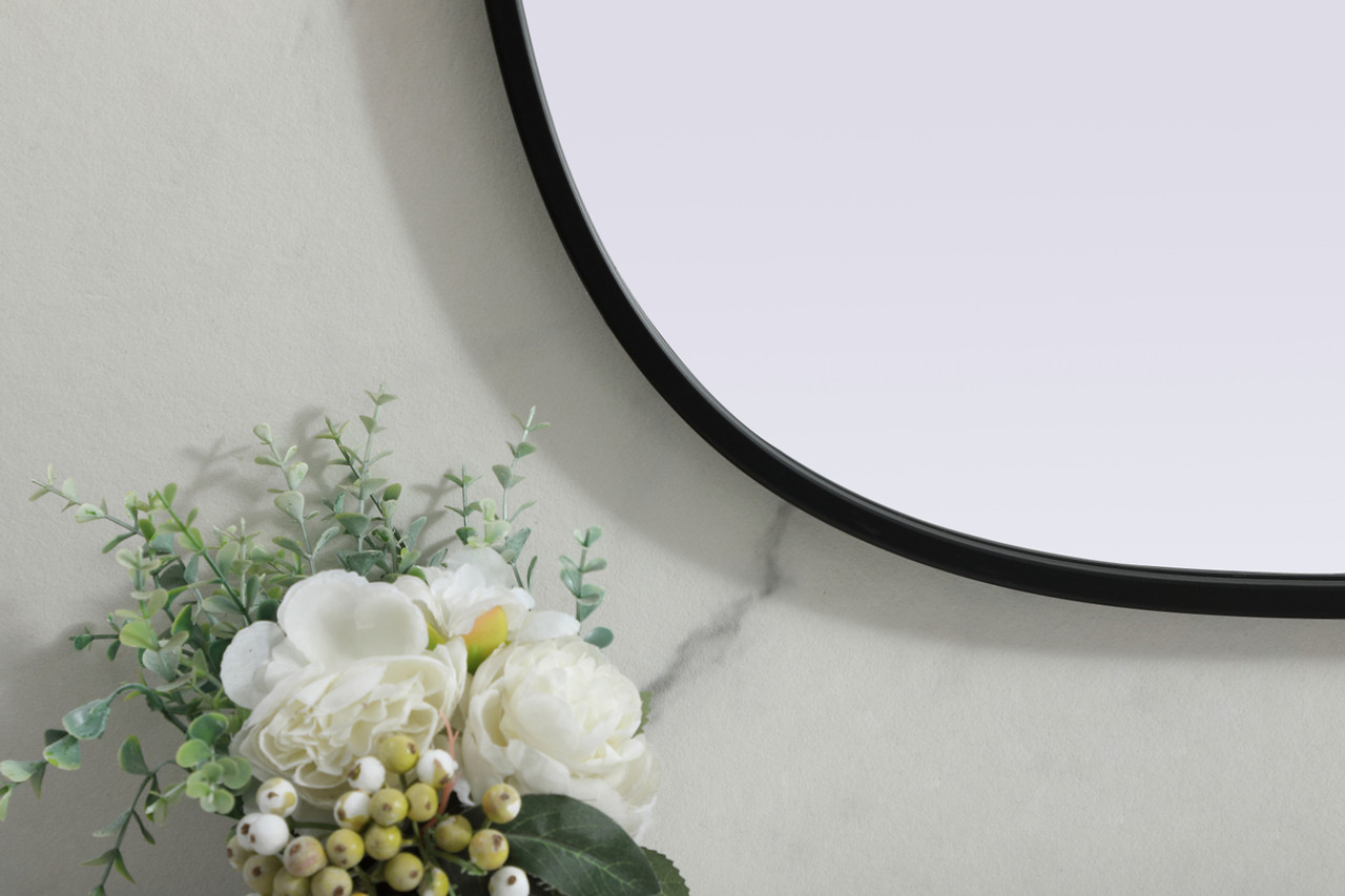 Elegant Decor MR2B2436BLK Metal Frame Oval Mirror 24x36 Inch in Black