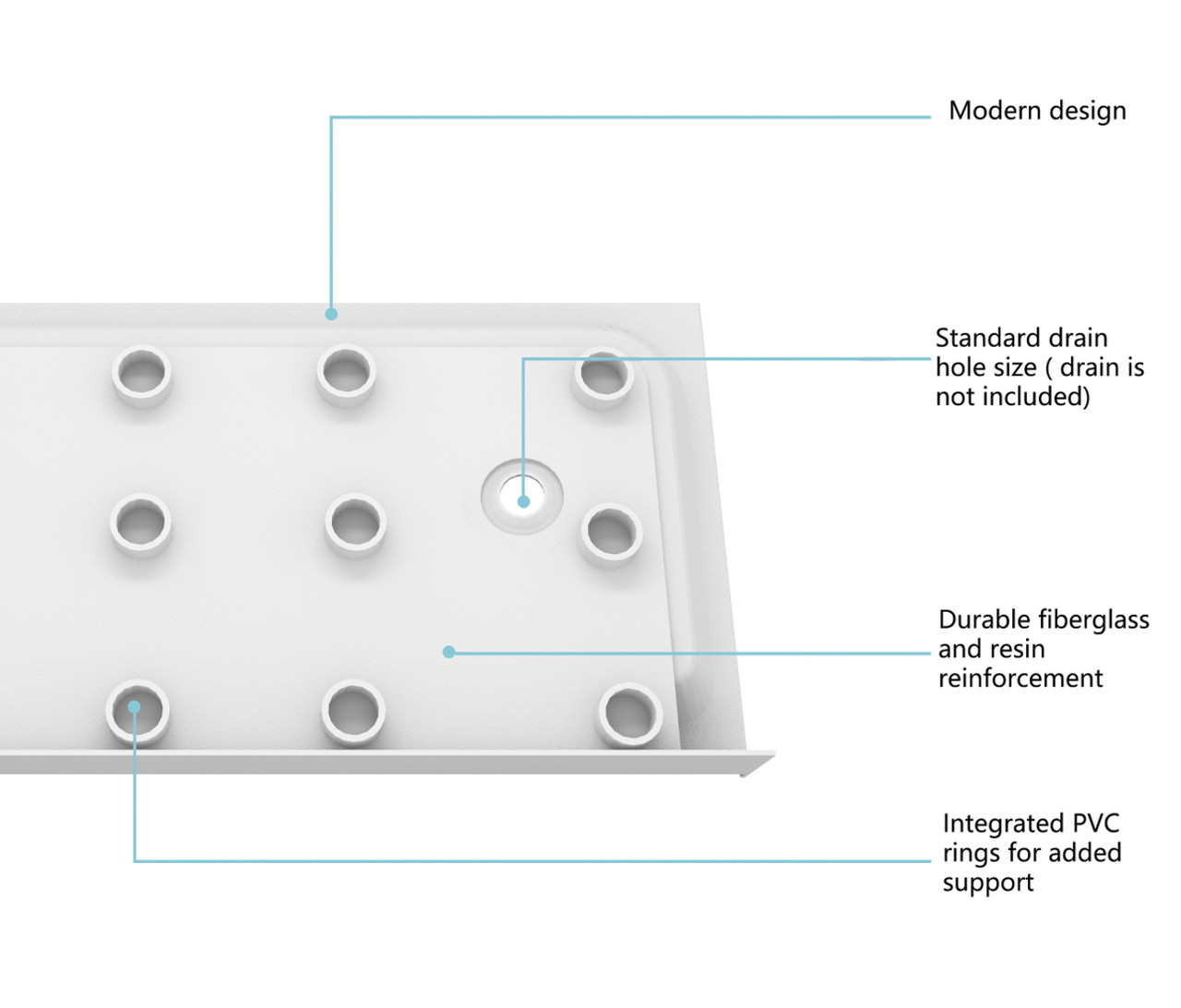 Elegant Kitchen and Bath STY01-L6036 60x36 inch Single threshold shower tray left drain in glossy white