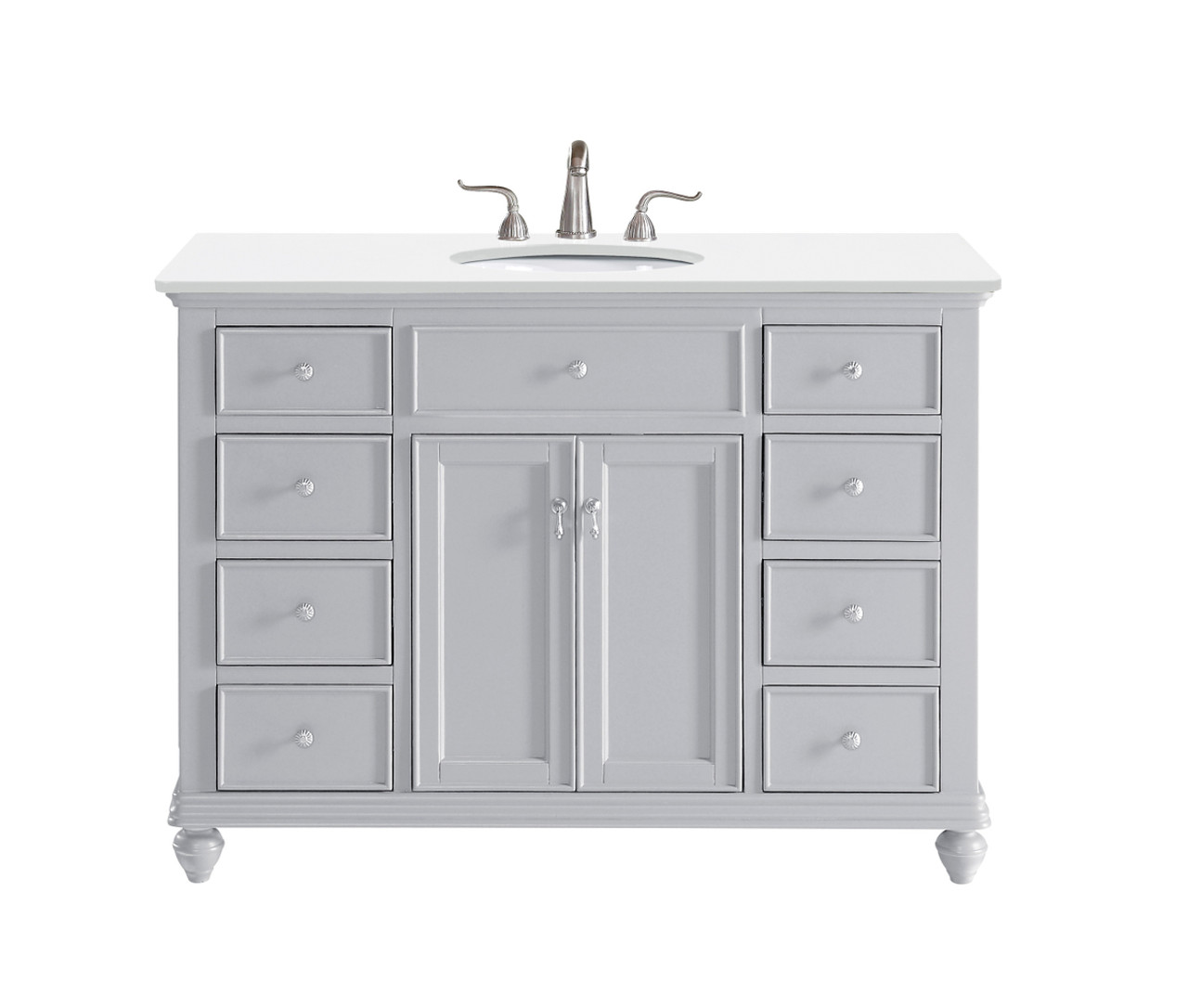 Elegant Kitchen and Bath VF12348GR-VW 48 inch Single Bathroom vanity in Light Grey with ivory white engineered marble