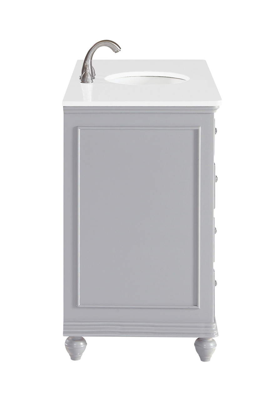 Elegant Kitchen and Bath VF12348GR-VW 48 inch Single Bathroom vanity in Light Grey with ivory white engineered marble