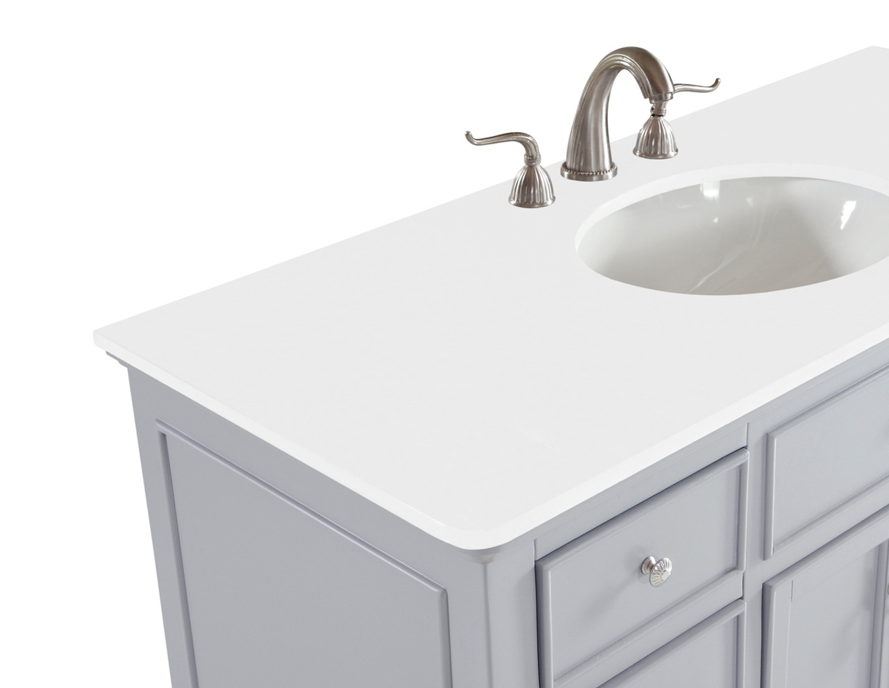 Elegant Kitchen and Bath VF12348GR-VW 48 inch Single Bathroom vanity in Light Grey with ivory white engineered marble