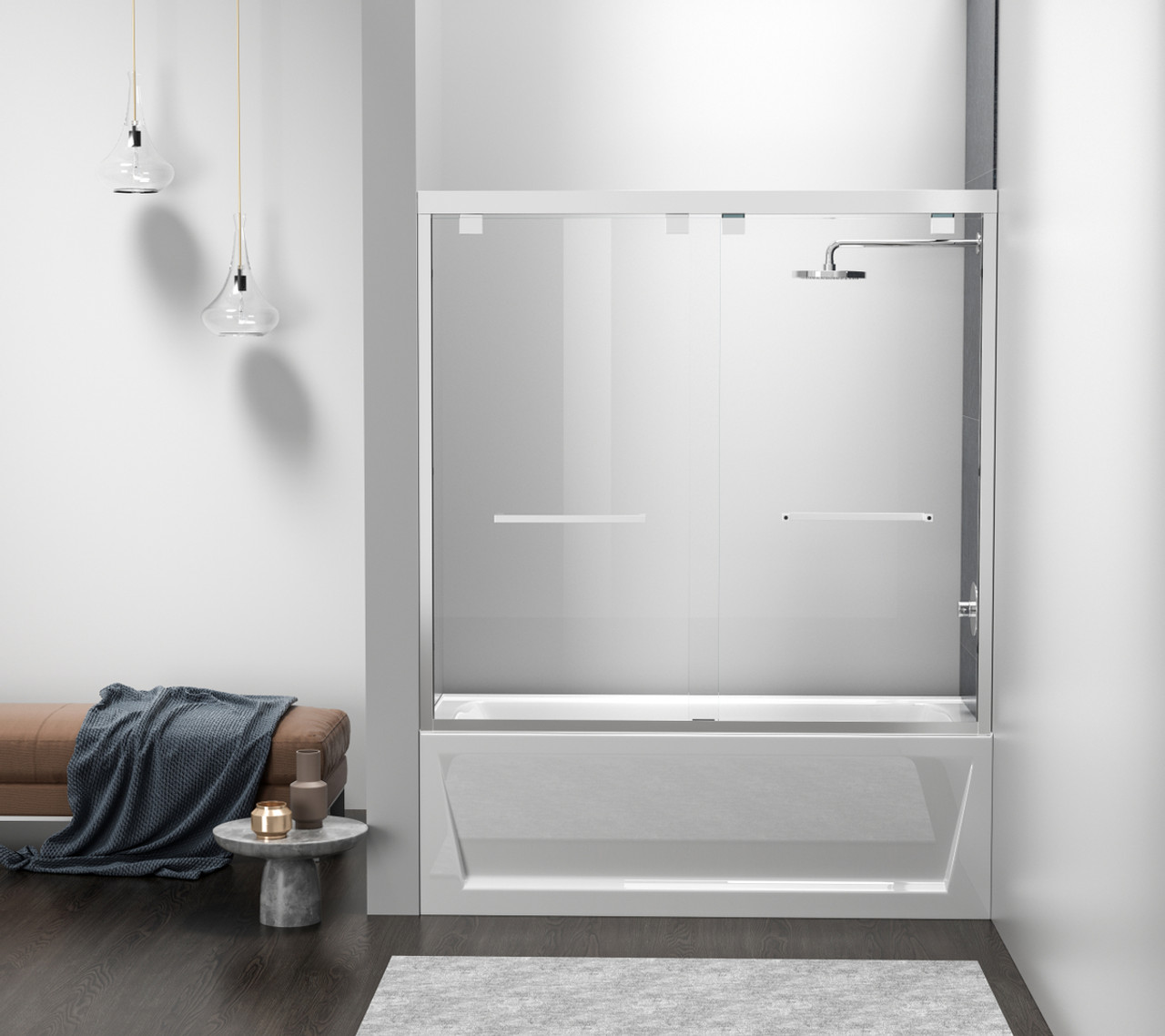 Elegant Kitchen and Bath TD333-6060PCH Semi-frameless tub door 60 x 60 Polished Chrome