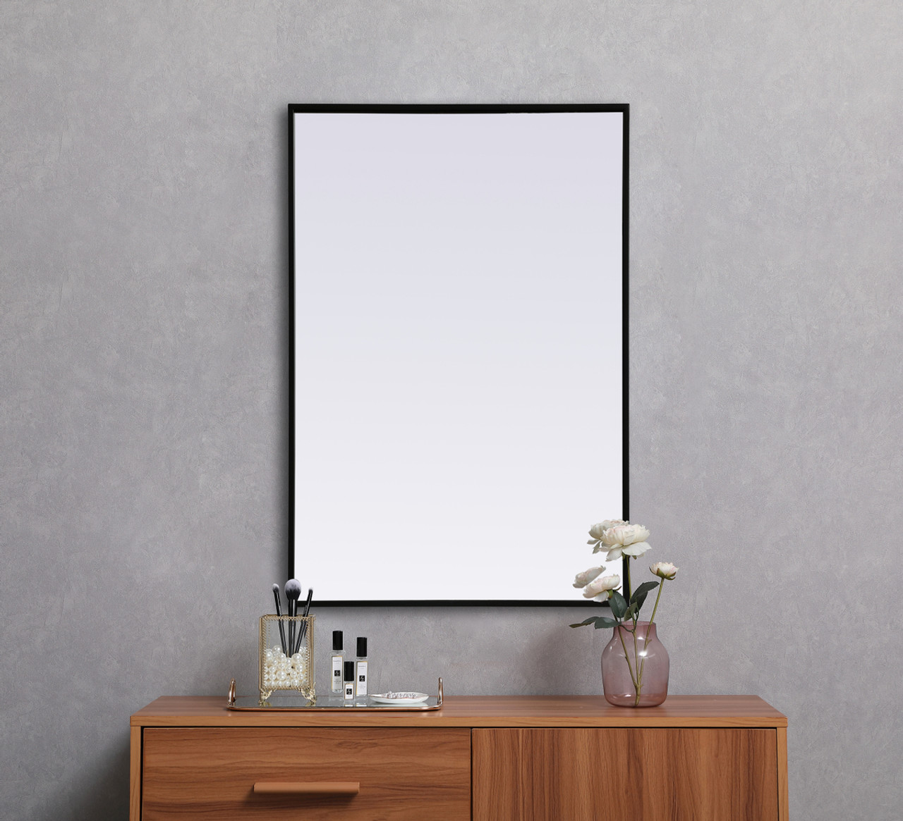 Elegant Decor MR42436BK Metal Frame Rectangle Mirror 24x36 Inch in Black Elegant Decor MR42436BK Metal Frame Rectangle Mirror 24x36 Inch in Black