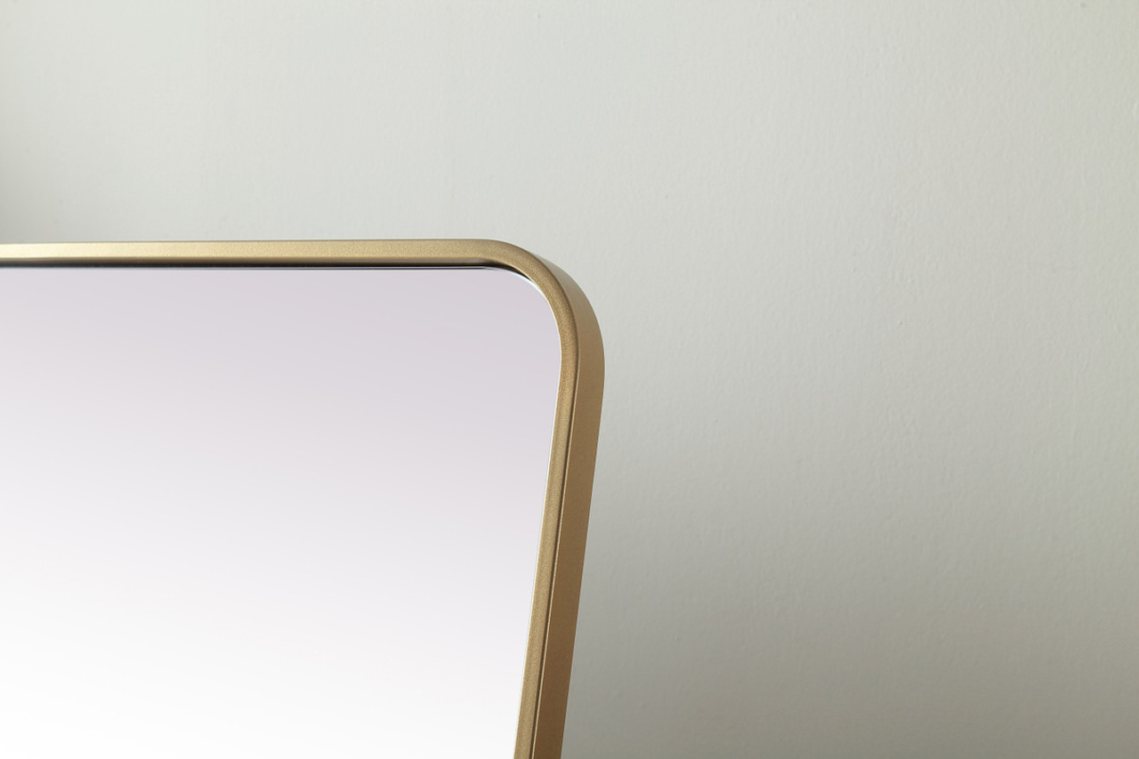 Elegant Decor MR80FL3060BR Soft Corner Metal Rectangle Full Length Mirror 30x60 Inch in Brass