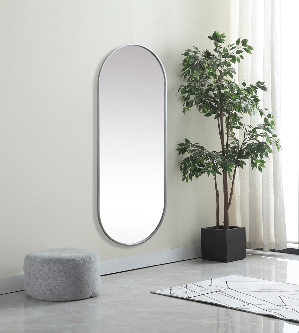 Elegant Decor MR2A2460SIL Metal Frame Oval Mirror 24x60 Inch in Silver Elegant Decor MR2A2460SIL Metal Frame Oval Mirror 24x60 Inch in Silver