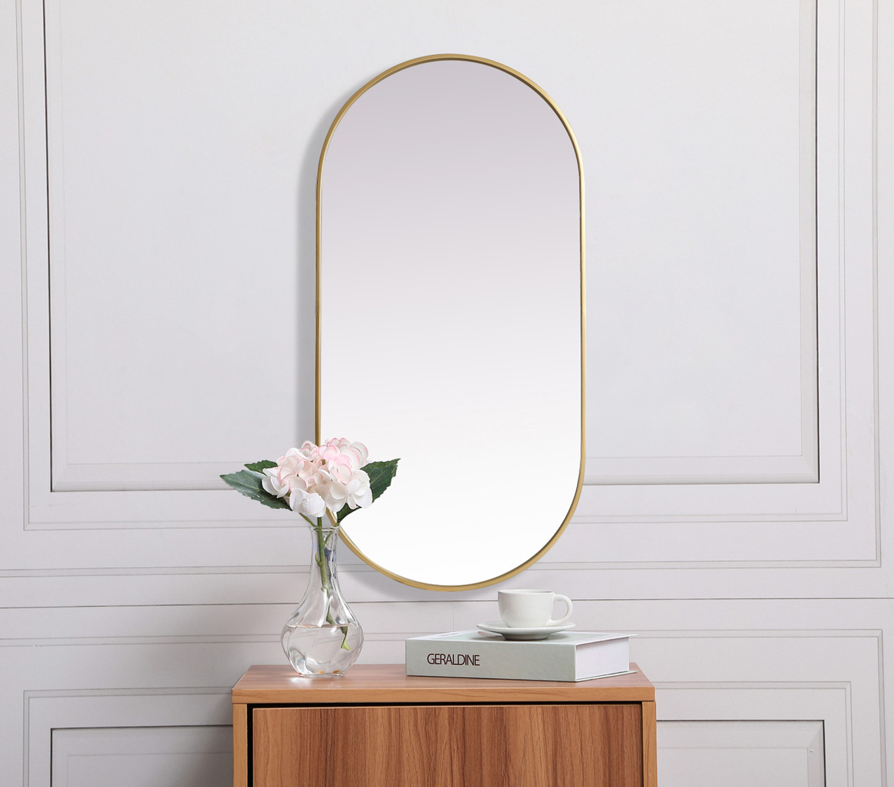 Elegant Decor MR2A2448BRS Metal Frame Oval Mirror 24x48 Inch in Brass Elegant Decor MR2A2448BRS Metal Frame Oval Mirror 24x48 Inch in Brass