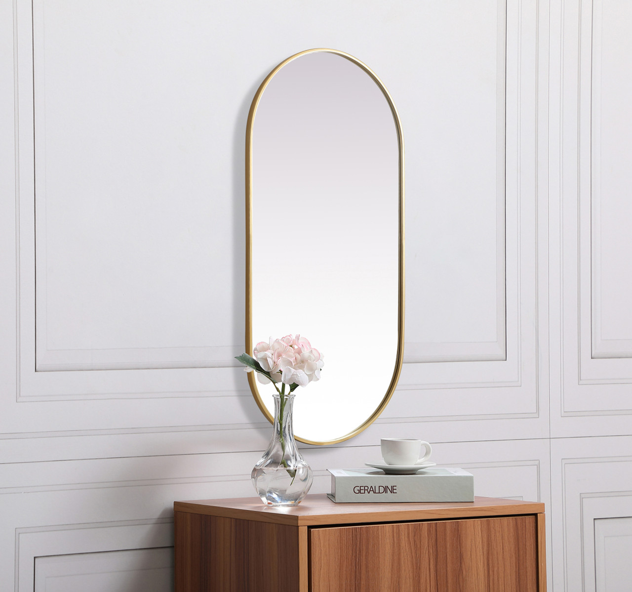 Elegant Decor MR2A2448BRS Metal Frame Oval Mirror 24x48 Inch in Brass Elegant Decor MR2A2448BRS Metal Frame Oval Mirror 24x48 Inch in Brass