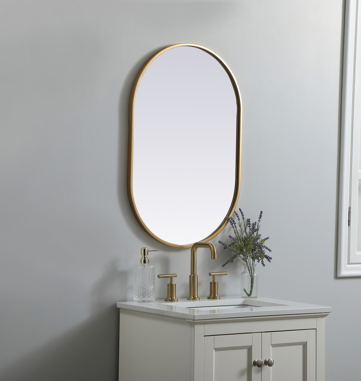 Elegant Decor MR2A2030BRS Metal Frame Oval Mirror 20x30 Inch in Brass Elegant Decor MR2A2030BRS Metal Frame Oval Mirror 20x30 Inch in Brass