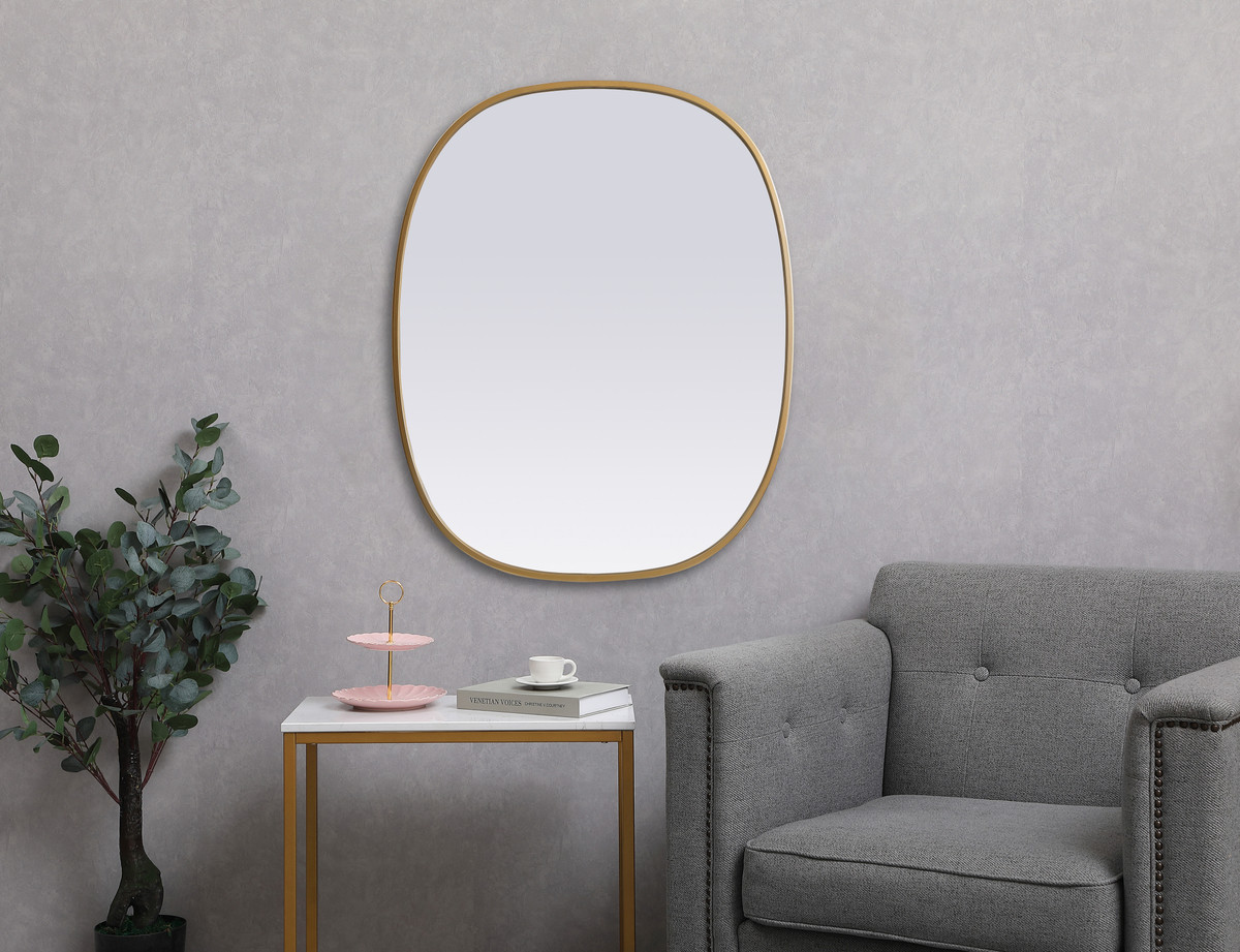 Elegant Decor MR2B2430BRS Metal Frame Oval Mirror 24x30 Inch in Brass
