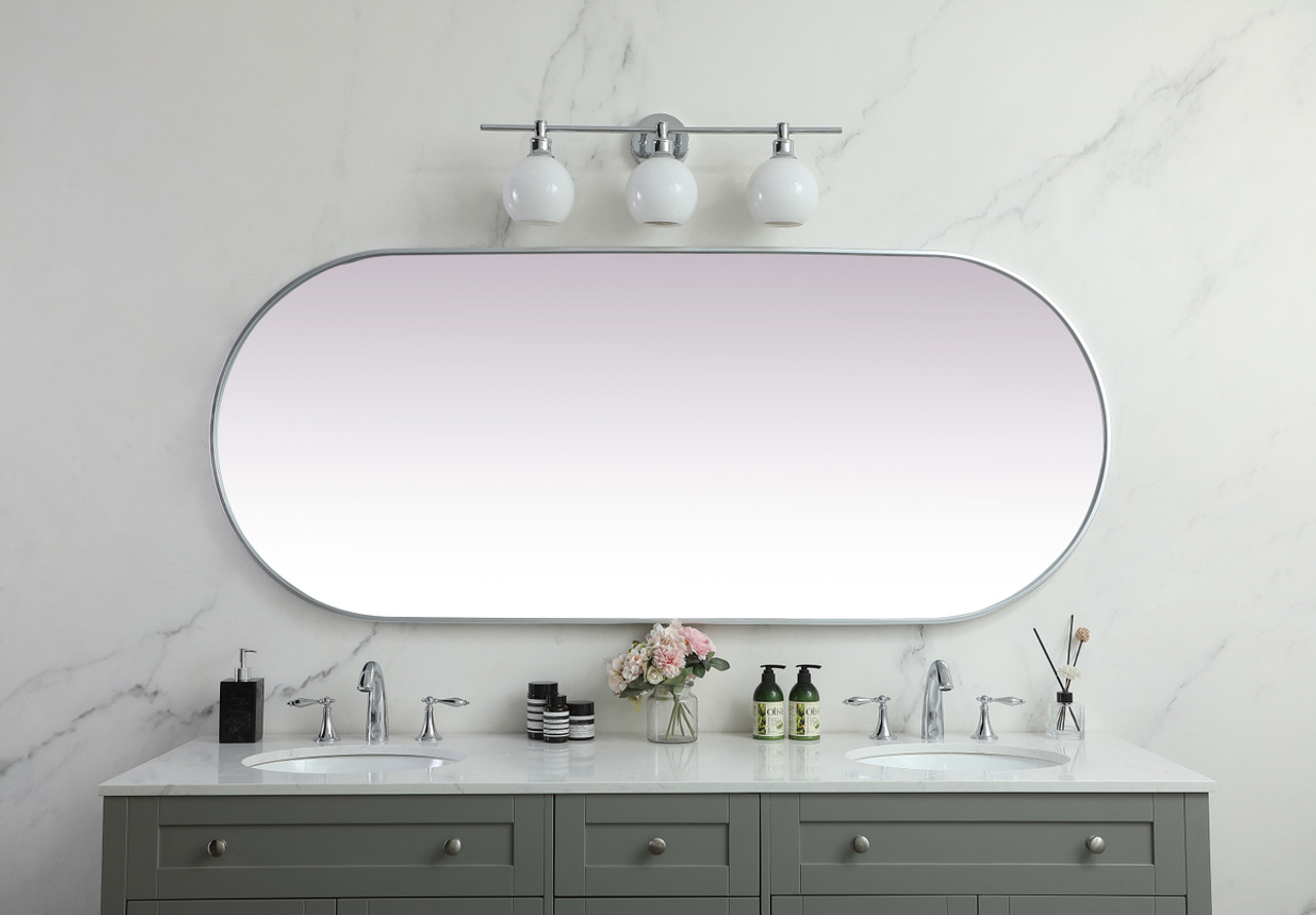 Elegant Decor MR2A3072SIL Metal Frame Oval Mirror 30x72 Inch in Silver