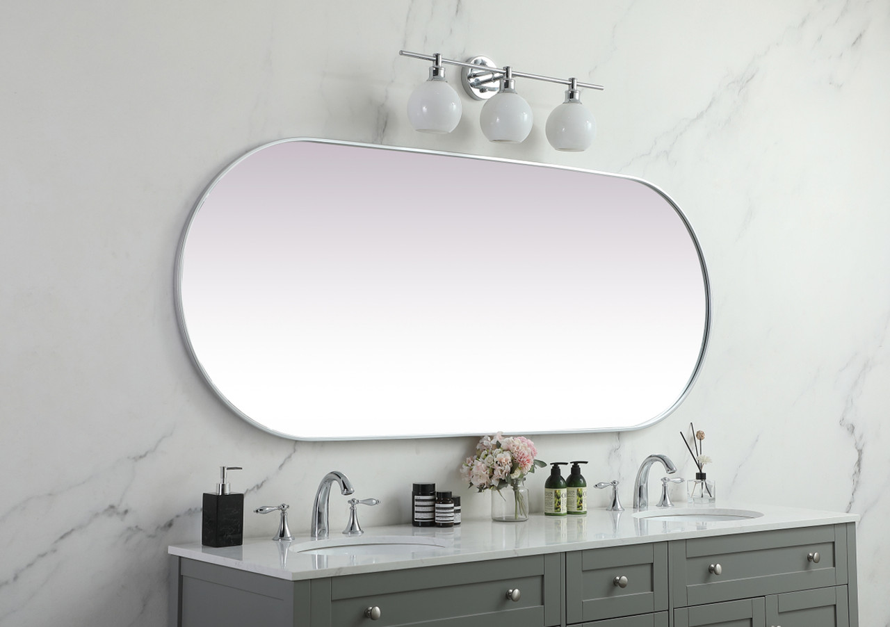 Elegant Decor MR2A3072SIL Metal Frame Oval Mirror 30x72 Inch in Silver