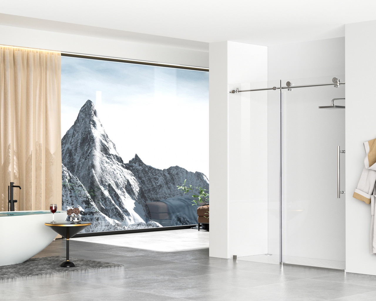 Elegant Kitchen and Bath SD101-6076PCH Frameless shower door 60 x 76 Polished Chrome