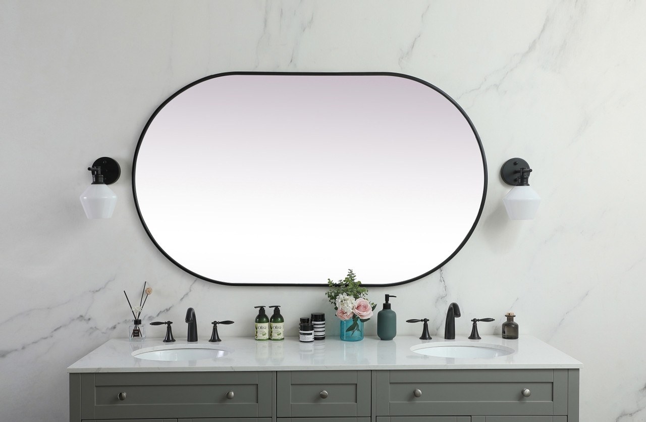 Elegant Decor MR2A3660BLK Metal Frame Oval Mirror 36x60 Inch in Black