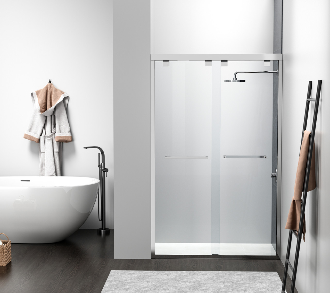 Elegant Kitchen and Bath SD303-4876PCH Semi-frameless shower door 48 x 76 Polished Chrome