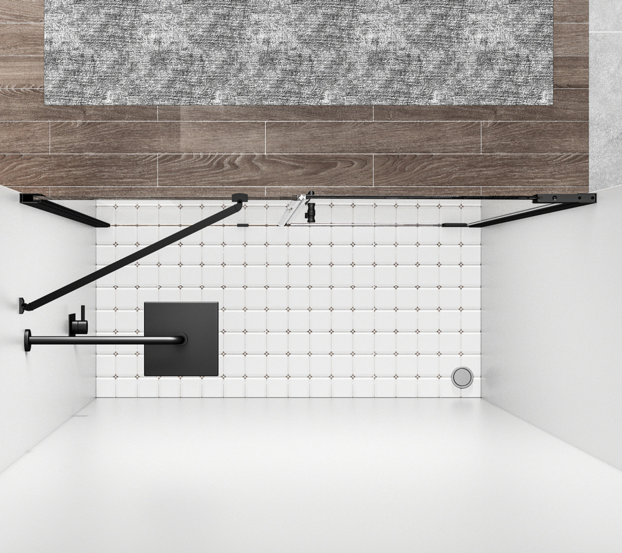 Elegant Kitchen and Bath SD404-4872MBK Semi-frameless hinged shower door 48 x 72 Matte Black