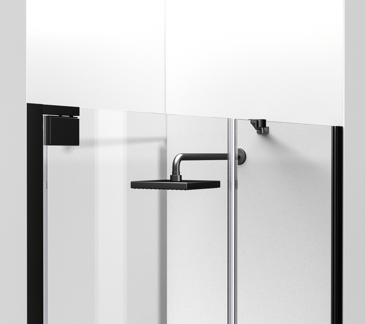 Elegant Kitchen and Bath SD404-4872MBK Semi-frameless hinged shower door 48 x 72 Matte Black