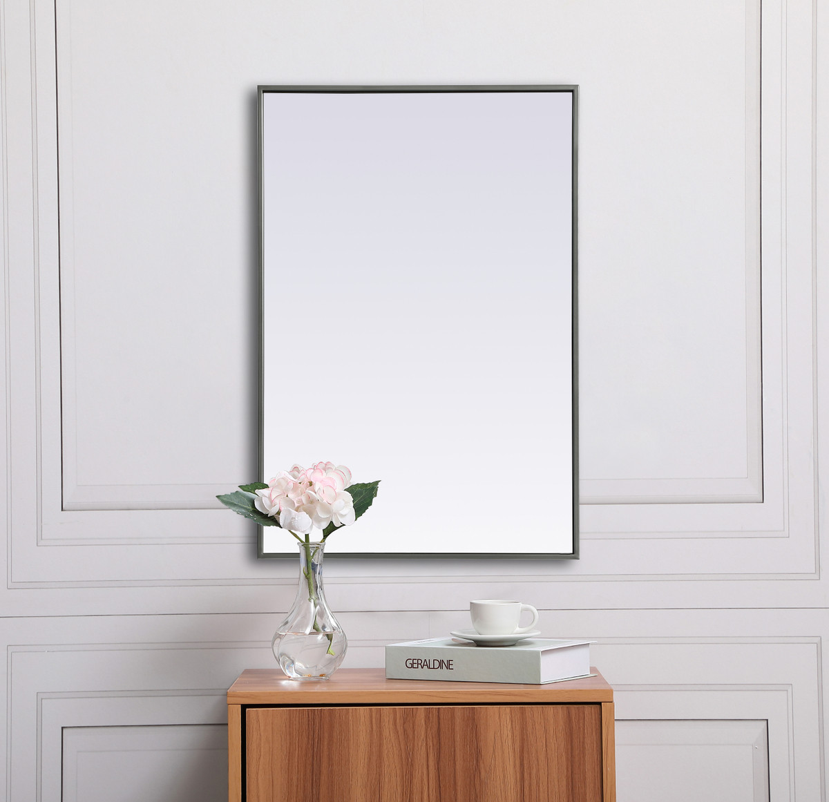 Elegant Decor MR42436S Metal Frame Rectangle Mirror 24x36 Inch in Silver